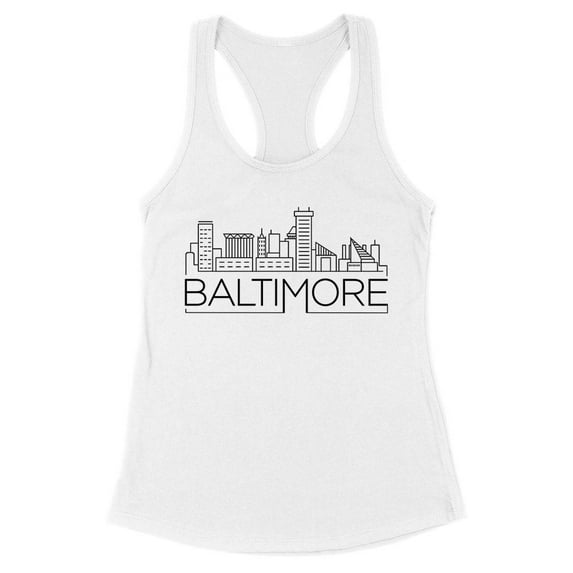 Skyline Baltimore Maryland Tank Top Fitted Racerback Women's Large White
