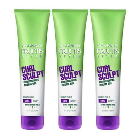 Garnier Fructis Style Curl Sculpt Conditioning Cream Gel, Curly Hair, 3 Pack