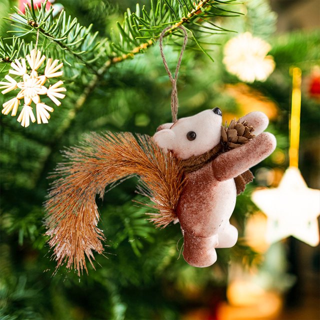xihome Adorno navideño colgante de ardilla artificial para rbol de Navidad, decoracin creativa de espuma para colgar en fiestas