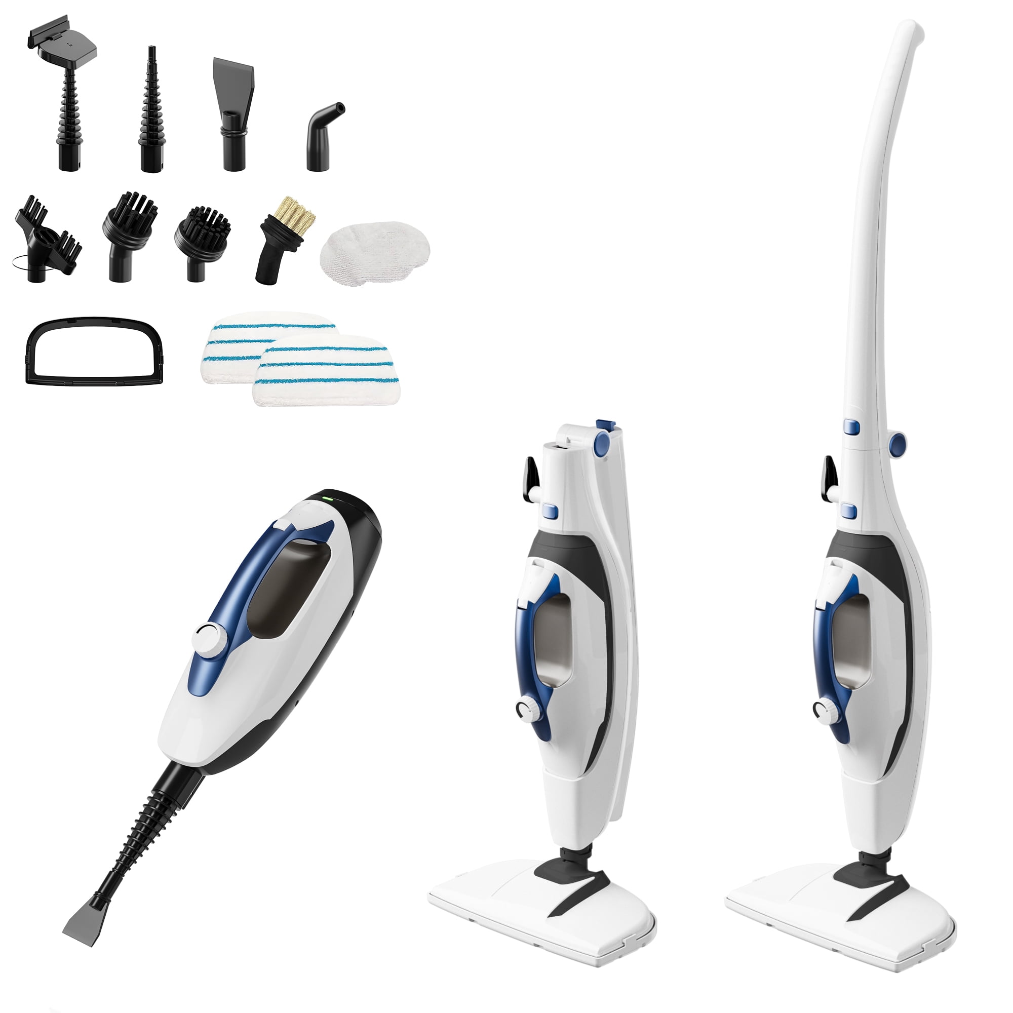 GLEEHILL Summer Clean & Deep steamer mop with the 12-in-1 Foldable & Detachable Wall Cleaner Mop Steamer, Blue