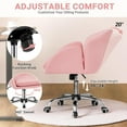 thumbnail image 3 of OWNEN Cute Petal Desk Chair Home Office Chair Swivel Upholstered Leather Desk Chair Makeup Vanity Chair with Armrests for Bedroom Modern Computer Rolling Chair for Women Simple Pink,Faux Leather, 3 of 9