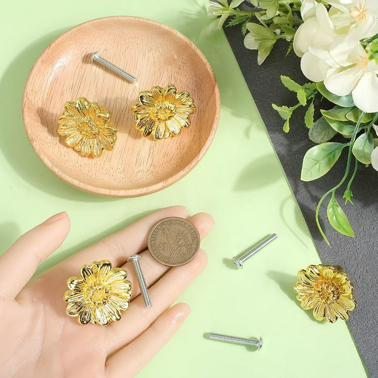 4 set 4 Set Vintage Gold Flower Drawer Knob Zinc Alloy Drawer Handles with  Screw Drawer Pulls Replacement Accessories for Dresser Closet Cupboard  Cabinet Door Knobs Kitchen Supplies 1.3x0.8in - Walmart.com