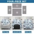 thumbnail image 5 of SCRAWLGOD Leaf Print Blue White Recliner Covers Stretch Recliner Sofa Cover Furniture Protector Recliner Chair Covers with Pocket Washable Dog Couch Recliner Cover for Living Room, 5 of 7