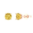 thumbnail image 2 of 2.0 Ct Round Cut Studs Yellow Natural Citrine 14K Rose Solid Solid Gold Everyday Dainty Earrings Push Back, 2 of 7