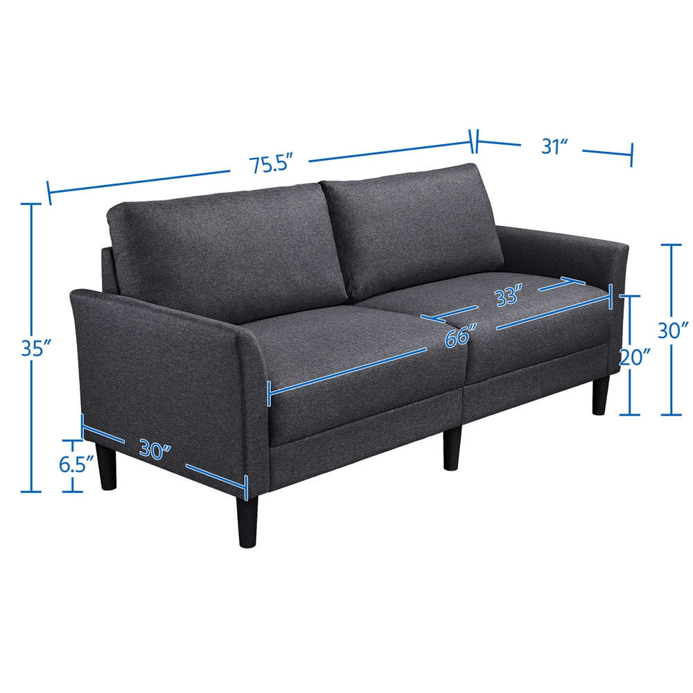 Alden Design Modern Upholstered Fabric 2-Seater Sofa, Gray - image 4 of 8