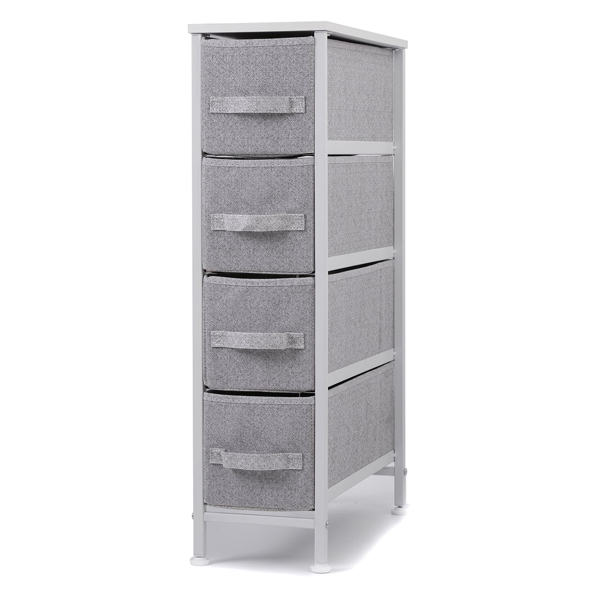 Gray Dressers for Bedroom, Chest of Drawers, Tall Narrow Vertical 4 Drawers Dresser for Living
