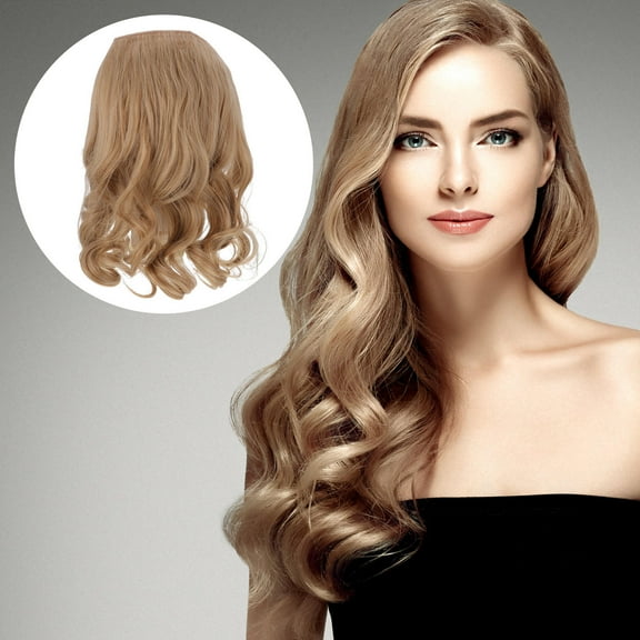 COMPUKAS 1Pack Curly Wavy Hair Extensions Light Brown 15.7x6.3x0.2in For Women Invisible Hairline