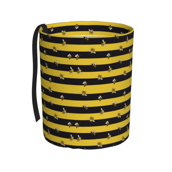 Easygdp Striped With Bees Car Trash Can Garbage Car Accessories Trash Can Car Waste Bin for for Driver and Passenger Any Vehicle
