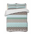 thumbnail image 2 of Quilts Twin Size, Boho Geometric Soft Comforter Bedding Set for Bed, Turquoise Green Brown Tribal Stripes Lightweight Quilted Bedspread with Pillow Cover(2 Pieces) for All Season, 68x86 Inch, 2 of 6