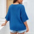 thumbnail image 5 of Plus Size Women Ribbed Knit T‑Shirt V‑Neck Half Sleeve Loose Casual Top, 5 of 6
