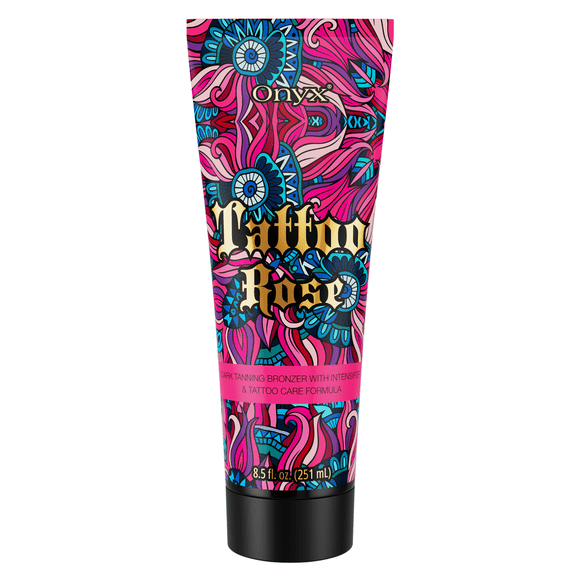 Onyx Tattoo Rose Tanning Lotion with Bronzer, Tattoo Protection, 8.5 fl. oz
