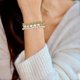 thumbnail image 5 of CHAO Delicado juego de pulseras de cuentas de cristal y perlas doradas para mujer, pulsera de cuentas de cristal y perlas chapadas en oro real de 14 quilates, pulseras de cadena de eslabones con clip, 5 of 5