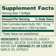 Spring Valley Odor-Controlled Garlic Dietary Supplement Softgels for Heart Health, 1000 mg, 120 Count