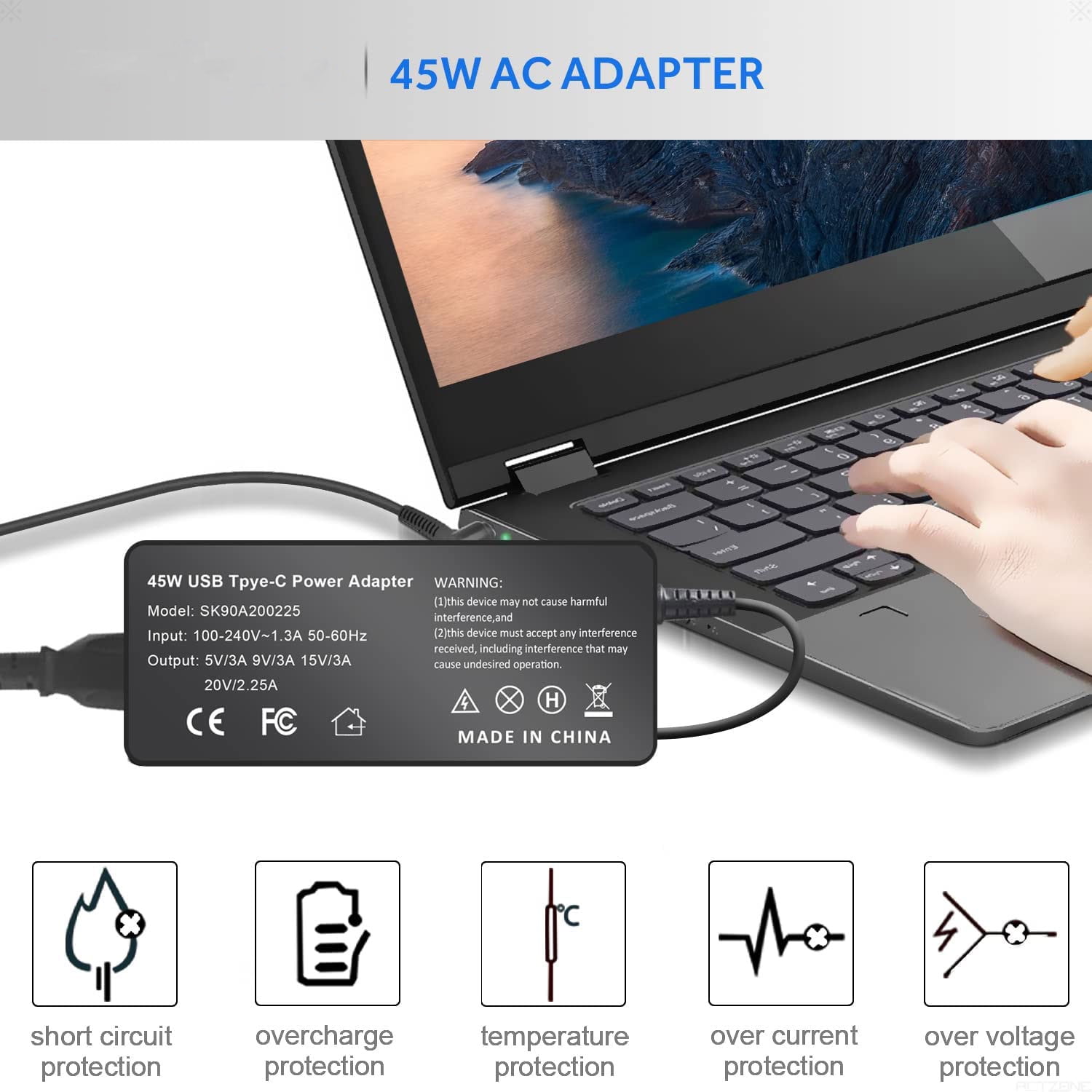 65W Chargeur USB C Ordinateur pour Acer Chromebook Spin 314 315 C933  CB5-312t, Lenovo, Dell, ASUS, HP, Chargeur Chromebook USB C