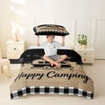 thumbnail image 2 of Catabedysis Vintage Plaid Camping Twin Duvet Cover,Camper Silhouette Print Twin Bedding For Boys,Multicolor,Black Reversible,2-Piece,1 Duvet Cover and 1 Pillowcase, 2 of 6