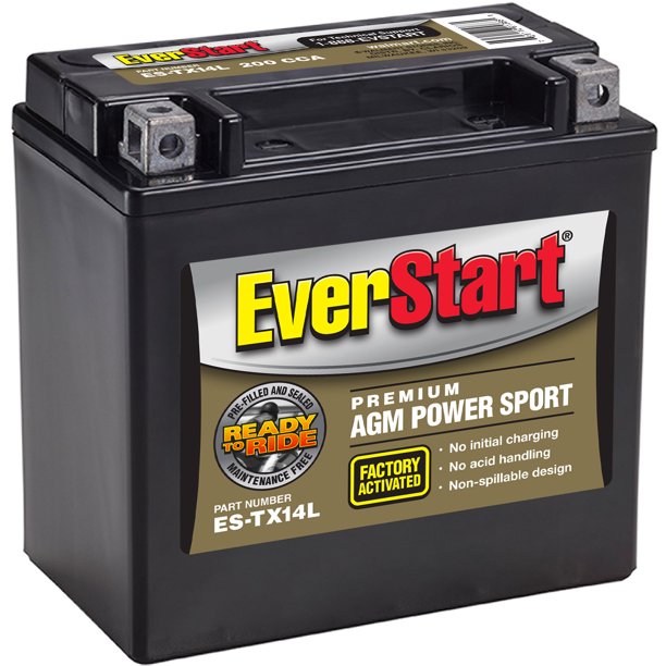 EverStart Premium AGM Power Sport Battery, Group Size ESTX14L 12 Volt