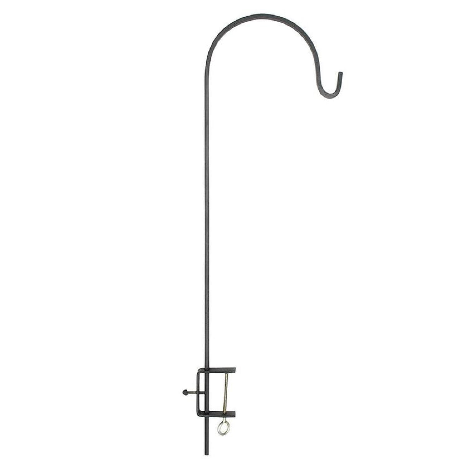 41.5 in. Tall Black Powder Coat Iron Deck Rail Shepherd's Pole With Adjustable Height