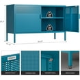 thumbnail image 2 of Blue Metal Storage Cabinet With Doors and Shelf, 2 Door Locker for Home and Office, 2 Tier Low Metal TV Stand, 2 of 6