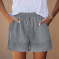 thumbnail image 2 of Alkepwun Womens Athletic Shorts 100% Cotton Solid Plus Size Lace Trim Elastic High Waisted Shorts Summer Casual Loose Vacation Beach Lounge Bohe Shorts, 2 of 8