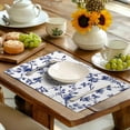 thumbnail image 3 of SUNOLIFE Spring Blue Floral Placemats Set of 4 Linen Double-Sided Dining Table Place Mats for Table Decor 12"Wx18"L in, 3 of 6
