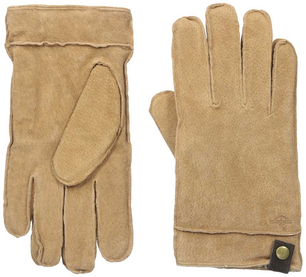 Dockers Men Casual Suede Genuine Leather Sherpa Lined Gloves Tan 