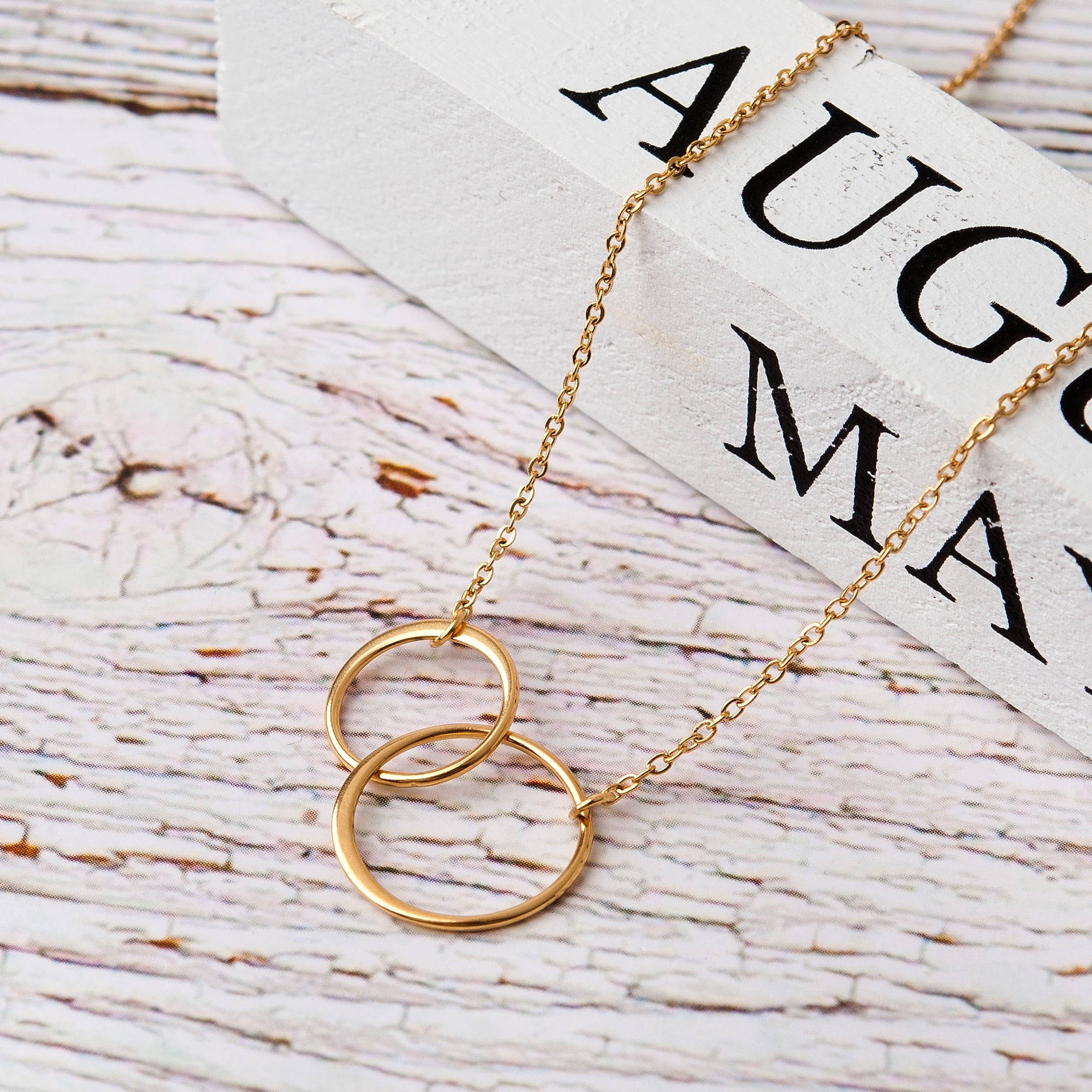 Anavia Valentines Day Gift for Friend, Galentines Day Gift, Double Circle Necklace, Best Friend Necklace, Gifts for Girlfriend, Best Friend Gifts, Friendship Gift, Gift for Mom- [Gold]