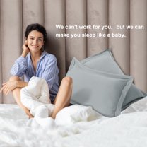 PiccoCasa 2 Packs Pillow Shams 1800 Microfiber Pillowcases, King Light Grey