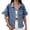 Blue, variant on Womens Denim Jacket Jean Jacket Short Sleeved Water Washed With Fringe Hem Clothes
