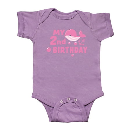 

Inktastic Nautical My 2nd Birthday with Pink Whale Gift Baby Boy or Baby Girl Bodysuit