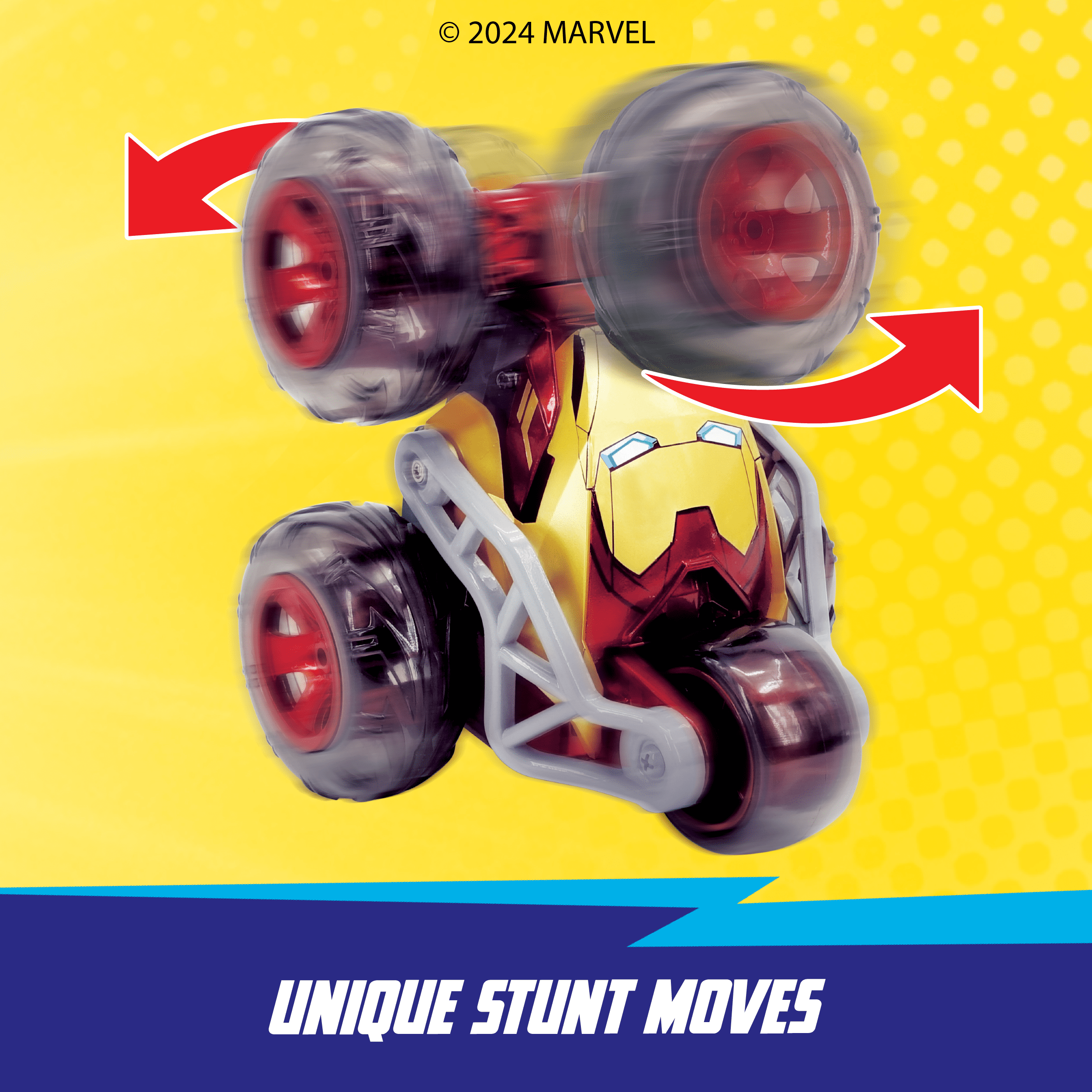 Jada Marvel Iron Man RC Stunt Car with Standing Drift and 360° Rotation, Ages 6+