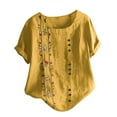 thumbnail image 2 of Tarmeek Mexican Embroidered Tops for Women Summer Short Sleeve Boho Shirts Peasant Blouses Loose Fitting Bohemian Hippie Tops, 2 of 3