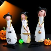 Witch Statues Halloween Decorations, Cute Party and Home Decor and Fall Decor, Classic Witches Hats, Cat, Ghost, Crow, and Pumpkins Halloween Room Decor, Ceramic Figurines