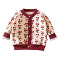 thumbnail image 4 of enyan Toddler Fall Winter Sweater Cartoon Print Cotton Cardigan Knit Sweatshirt Little Boys Girls Warm Clothes（Wine,18-24 Months）, 4 of 4