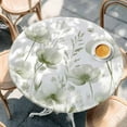 thumbnail image 3 of Sage Green Spring Floral Table Cloth, Round Fitted Tablecloths with Elastic Edge, Summer Botanical Watercolor Vintage Wipeable Waterproof Table Cover for Kitchen Wedding 55-60 Inches, 3 of 4