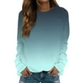 thumbnail image 2 of Outfmvch Sweaters for Women Womens Sweatshirt Womens Casual Striped Pullover Tops Long Sleeve Crewneck Oversized Sweatshirts 2024 Fall Clothes Hoodies for Women Z Sky Blue M Sale, 2 of 5