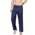 thumbnail image 2 of Lu's Chic Men's Long Satin Pajamas Pants Pjs Soft Ankle Summer Lounge Thin Lightweight Sleeping Mid Rise Bottoms Blue X-Large, 2 of 4