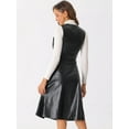 thumbnail image 3 of DARING DIVA Women's Faux Leather V Neck Button Down Midi Dress XS Black, 3 of 6
