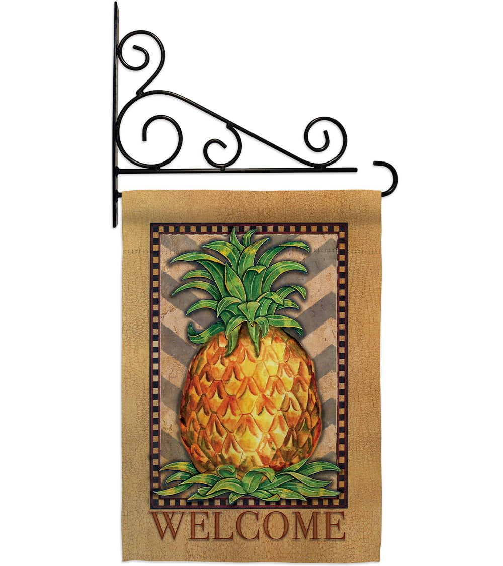 WELCOME PINEAPPLE FLAG 12 IN 