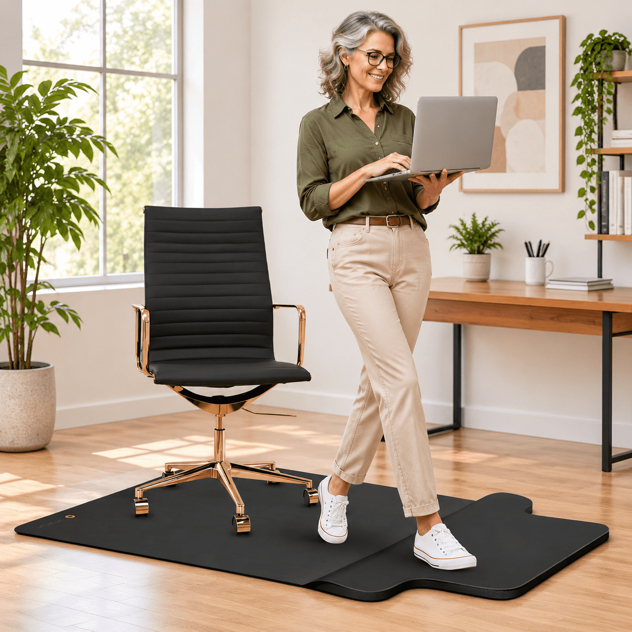 2-in-1 office chair mat with product