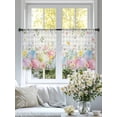 thumbnail image 4 of Easter Eggs Sheer Curtains 54 Inch Length 2 Panels Set Window Treatments, Spring Daisy Eucalyptus Leaves Gray Plaid Rod Pocket Semi Curtains for Living Room/Bedroom/Kitchen Décor, 104"W x 54"L, 4 of 7