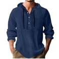 thumbnail image 2 of DPTALR George Men's Lightweight Hoodies Long Sleeve V Neck Quarter Button Navy,Big and Tall Men XXL, 2 of 6