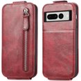 thumbnail image 3 of Zipper Wallet Case for Google Pixel 7 Pro with Card Holder Slot, PU Leather Adjustable Kickstand Flip Handbag Phone Cover for Google Pixel 7 Pro SDLL Red, 3 of 7