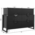 thumbnail image 5 of Black 6 Drawer Dresser for Bedroom, Modern Wide Chest Of Drawers Wood Storage Cabinet for Living Room, 5 of 8