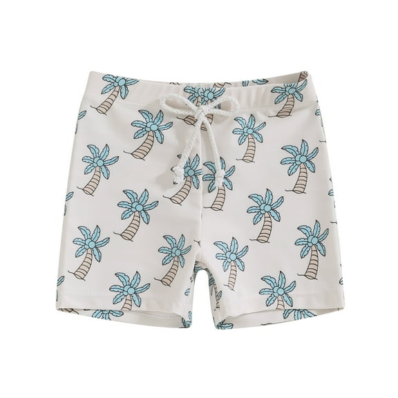 Aojekbee Baby Boy Swim Trunks, Elastic Waist Tree Dinosaur Print Summer Beach Swim Shorts Swimwear