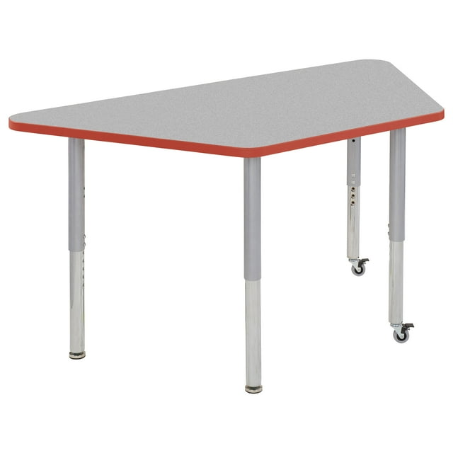 ECR4Kids 30in x 60in Trapezoid Contour Thermo-Fused Adjustable Activity Table Grey/Tangerine/Silver - Super Leg