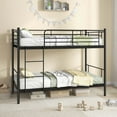 thumbnail image 1 of Costway Metal Twin Over Twin Bunk Bed with Built-in Ladder Safety Guardrail Black, 1 of 9
