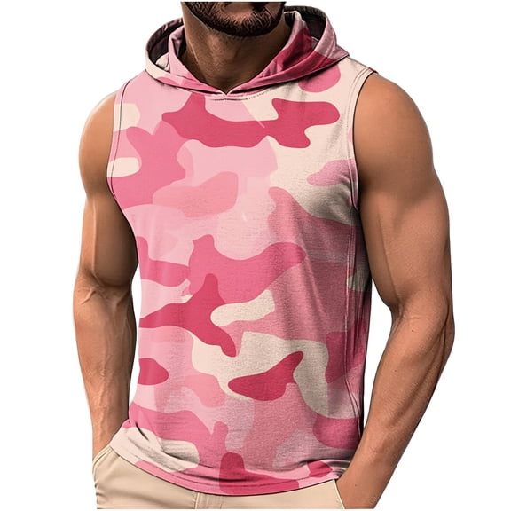 BVnarty Men's Summer Sleeveless Hooded Drawstring Tank Top Elastic Loose Fit Athletic Daily Leisure Workout Basic Top Multicolor XXXL