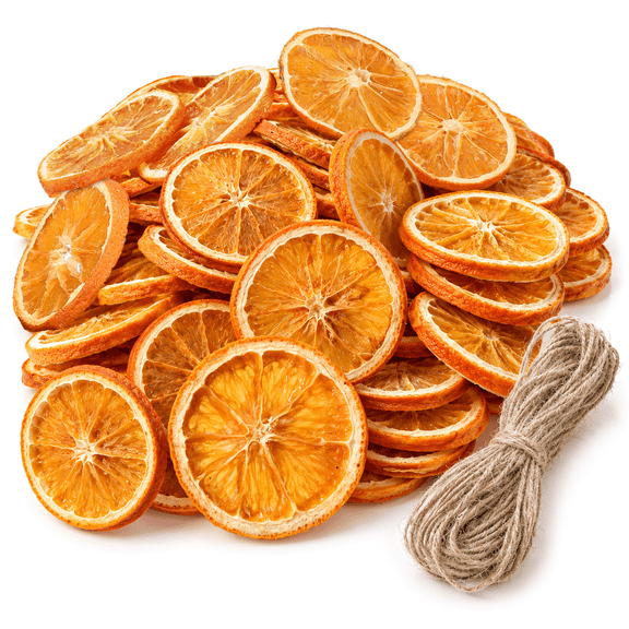 Naler 50Pcs Dried Orange Slice Christmas Garland with Rope, Rustic DIY Hanging Decor for Tree Fireplace Wreath, Farmhouse Holiday Party Home Decor, Orange Slices for Crafts