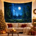 thumbnail image 3 of Nocturnal Forest With Milky Way and Full Moon, Mystical Digital Art for Nature Lovers, Celestial Wall Decor, Housewarming Gift Tapestry Wall Hanging for Bedroom and Living Room, 3 of 7