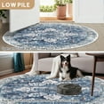 thumbnail image 3 of 3'x5' Vintage Area Rugs,Soft Washable Distressed Thin Rugs for Kitchen Bathroom,Non-Slip Foldable Indoor Carpet,Navy Blue, 3 of 5